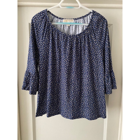MICHAEL Michael Kors Navy Ditsy Floral Print Top - Picture 1 of 8